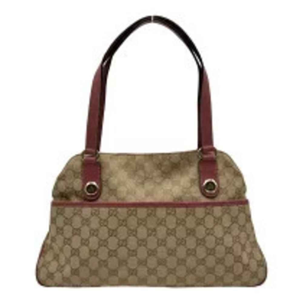 Gucci GG Canvas Tote Bag Pink Beige Cream Leather